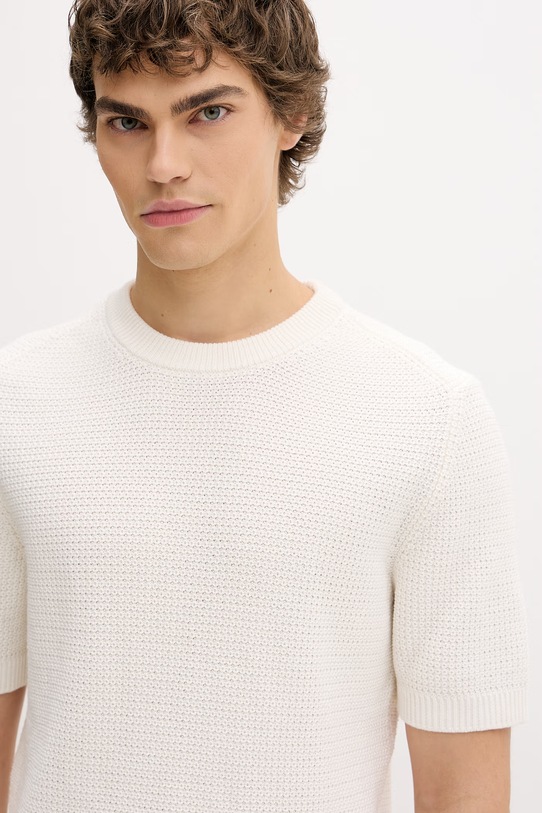 HUGO sveter pánsky bavlnený Saffon béžová 50557350