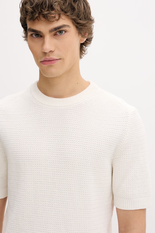 HUGO sveter pánsky bavlnený Saffon béžová 50557350