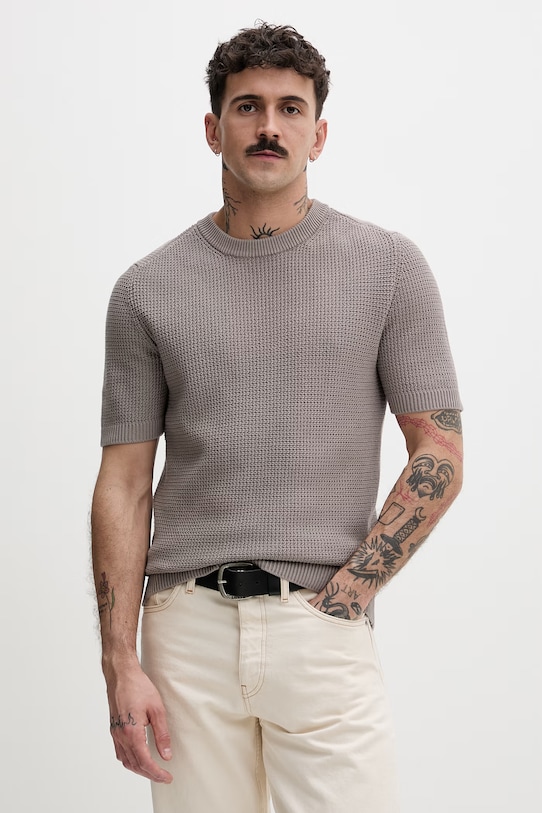 HUGO svetr mužský bavlněný Saffon béžová 50557350