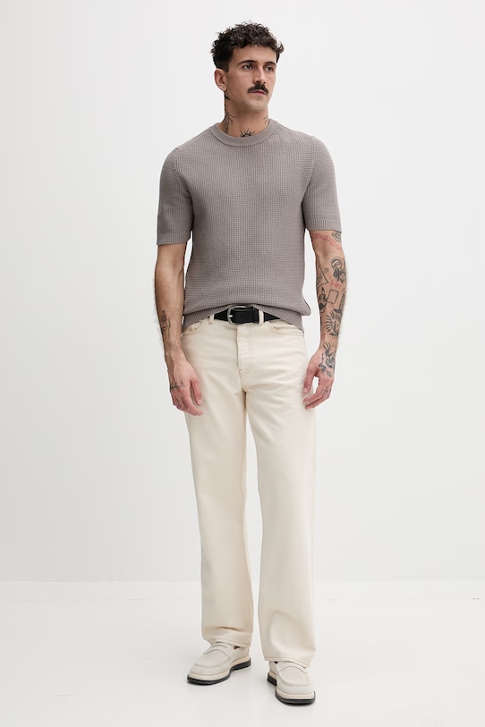 HUGO svetr mužský bavlněný Saffon 50557350 béžová SS26