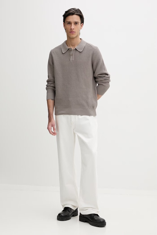 HUGO sweter bawełniany Saffowl 50557352 beżowy SS26