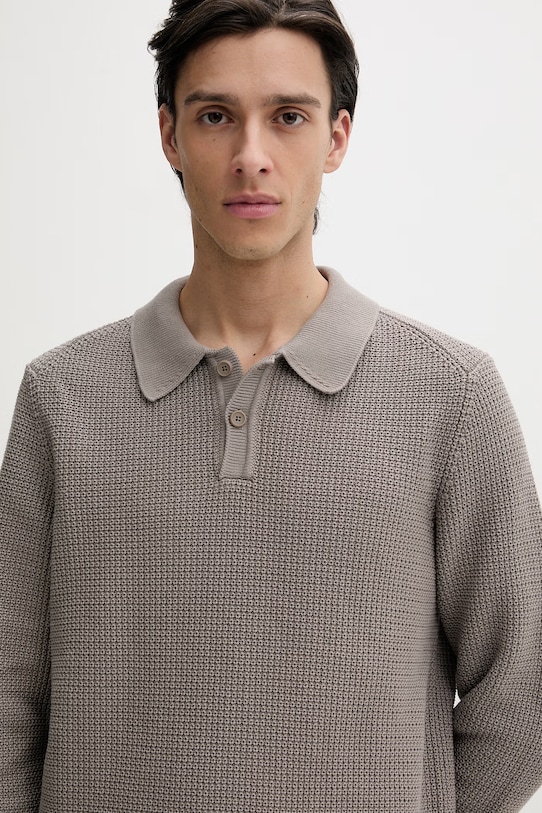 HUGO sweter bawełniany Saffowl beżowy 50557352