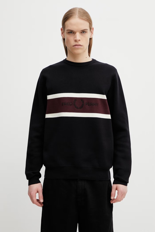 Fred Perry sweter bawełniany wzorzyste czarny K2320