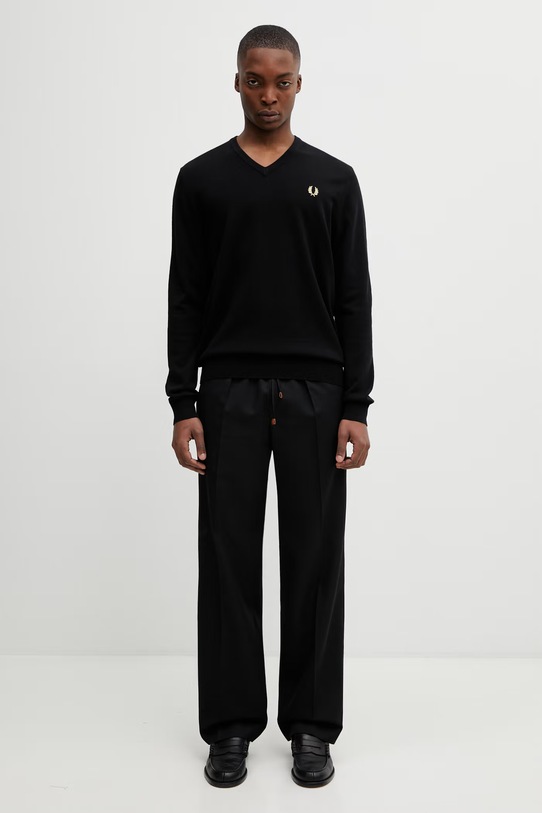 Fred Perry sweter z dodatkiem wełny K9600 czarny