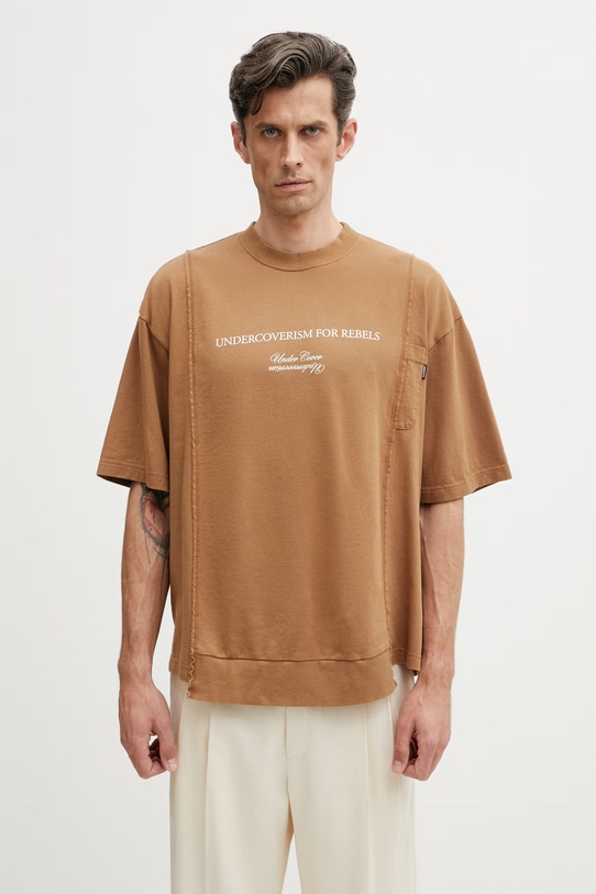 Undercover PULLOVER T-shirt męski bawełniany brązowy UP1F4804