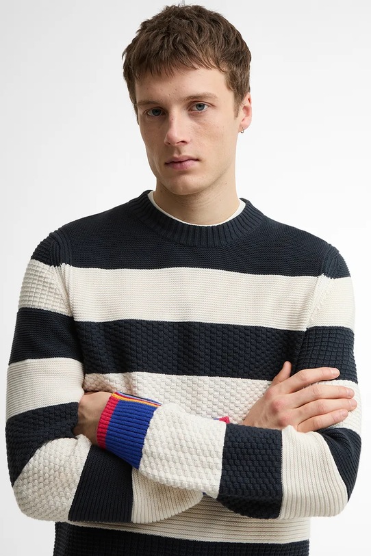 Barbour x Paul Smith Southwold sweter bawełniany męski beżowy MKN1724BL51