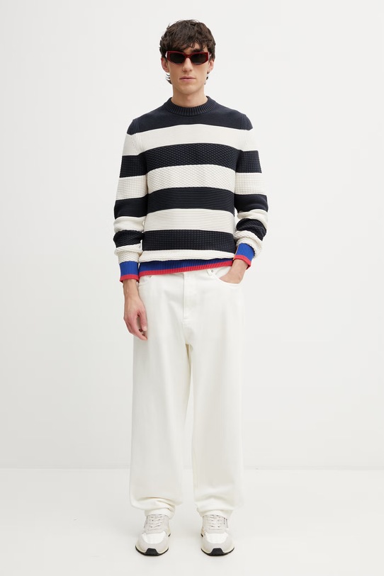 Barbour x Paul Smith Southwold sweter bawełniany męski MKN1724BL51 beżowy