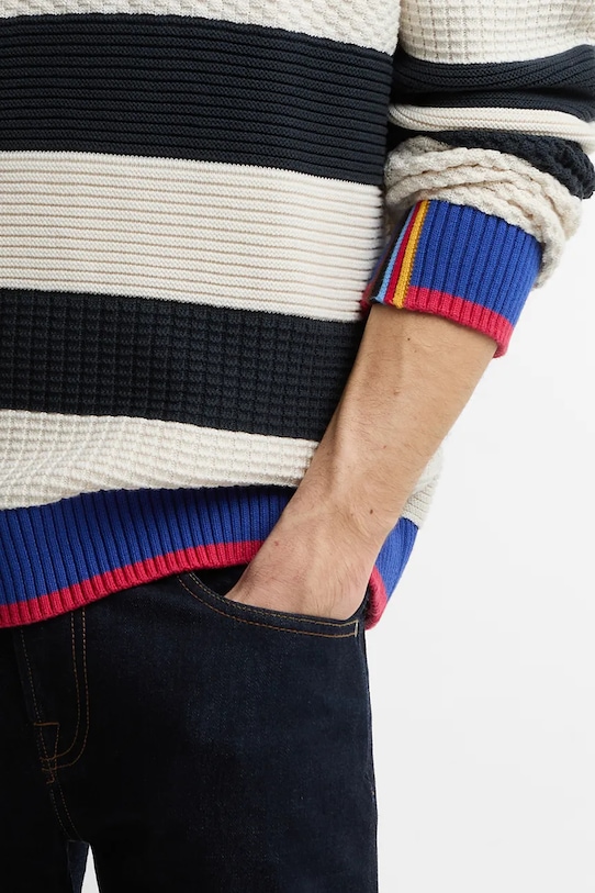 Barbour x Paul Smith Southwold sweter bawełniany męski MKN1724BL51 beżowy