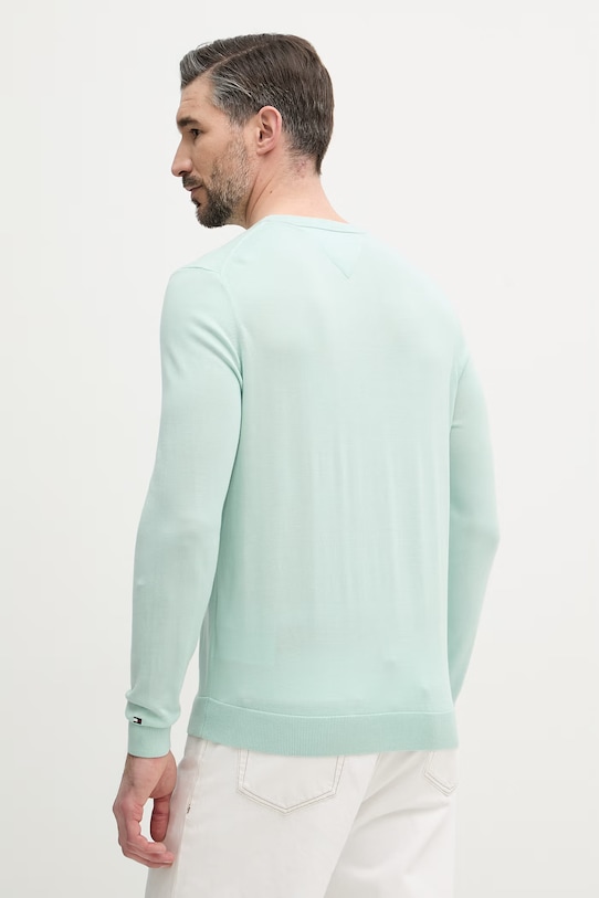 Odzież Tommy Hilfiger sweter męski z bawełną NEW YORK MW0MW41820 turkusowy