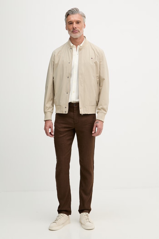 Tommy Hilfiger риза мъжка от памук NEW YORK MW0MW42694 бежов SS26