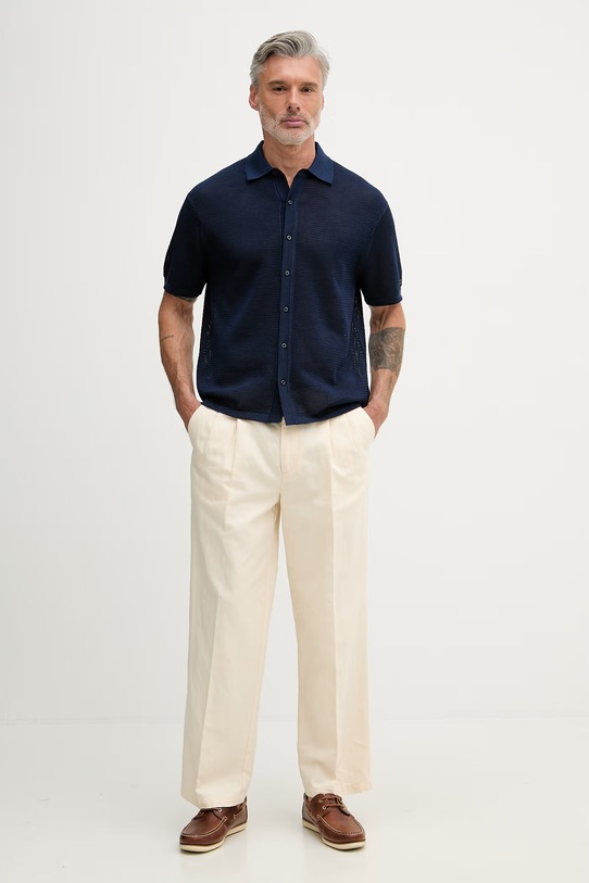 Tommy Hilfiger риза мъжка от памук NEW YORK MW0MW42694 тъмносин SS26