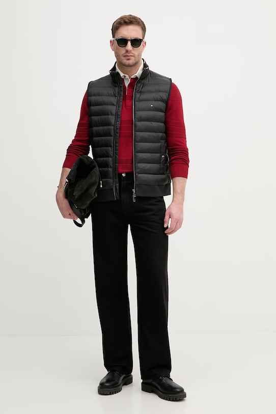 Tommy Hilfiger sveter pánsky s bavlnou MW0MW40855 burgundské SS26