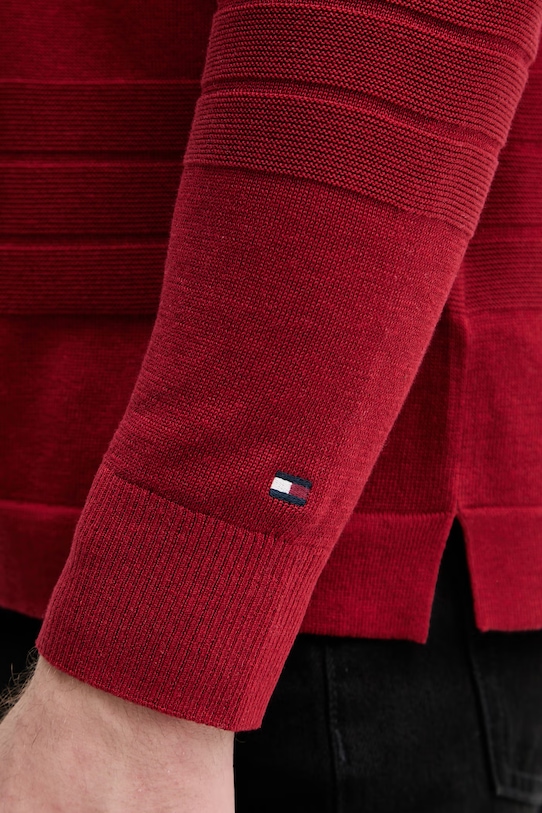 Tommy Hilfiger sveter pánsky s bavlnou MW0MW40855 burgundské