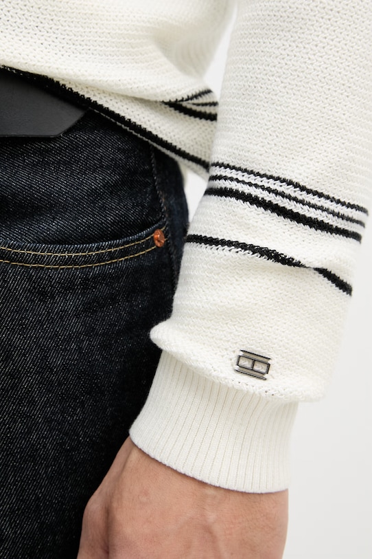 Tommy Hilfiger πουλόβερ ανδρικό βαμβακερό MW0MW42841 μπεζ