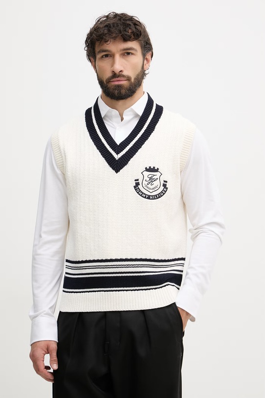 Tommy Hilfiger γιλέκο ανδρικό βαμβακερό μπεζ MW0MW42921