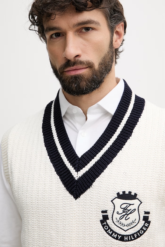 Tommy Hilfiger γιλέκο ανδρικό βαμβακερό μπεζ MW0MW42921