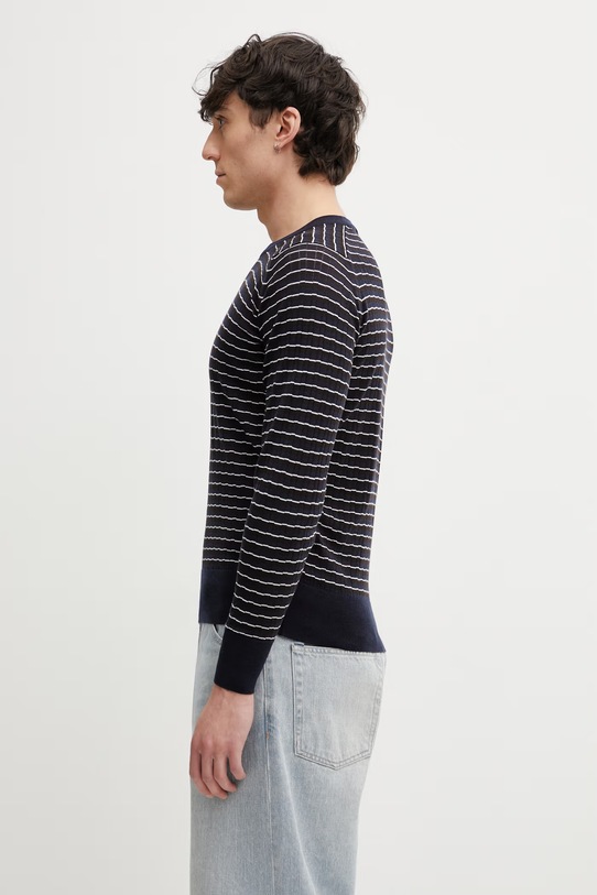 Wales Bonner Ashby sweter wełniany męski US26KNS4883.WO04.589 granatowy SS26