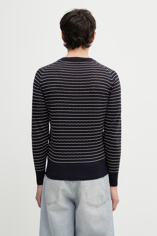 Odzież Wales Bonner Ashby sweter wełniany męski US26KNS4883.WO04.589 granatowy