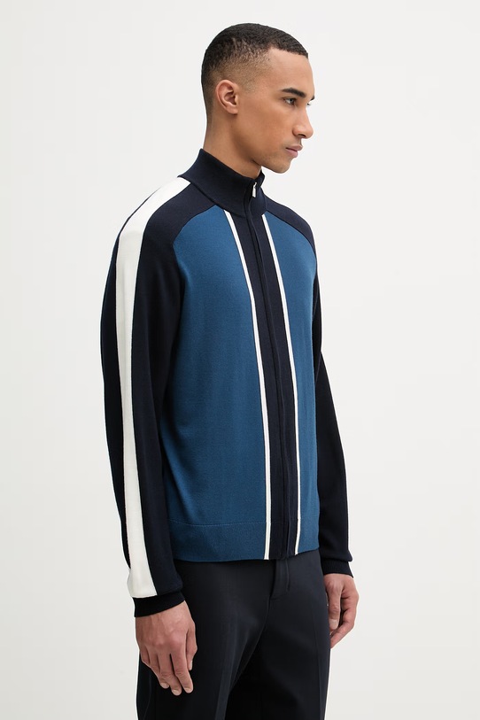 From Future sweter rozpinany męski wełniany niebieski MPG03633