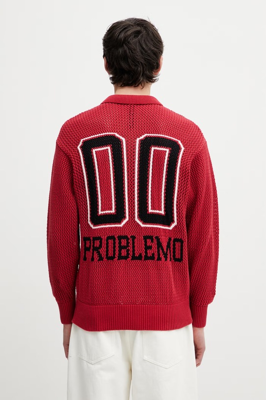 Odzież No Problemo Nyp Sports Crochet kardigan bawełniany męski NP2002605 czerwony