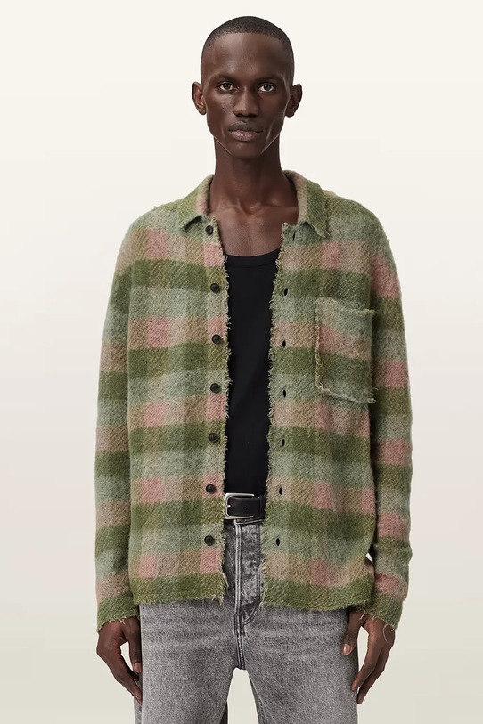 AllSaints sweter rozpinany męski z wełną ADLER multicolor M007KE