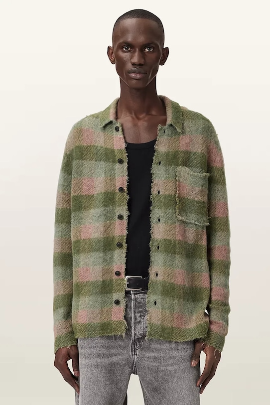 AllSaints sweter rozpinany męski z wełną ADLER multicolor M007KE