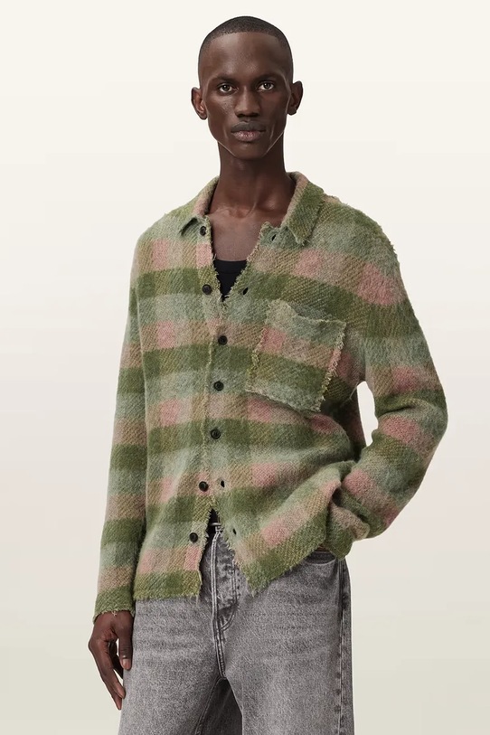 AllSaints sweter rozpinany męski z wełną ADLER multicolor M007KE