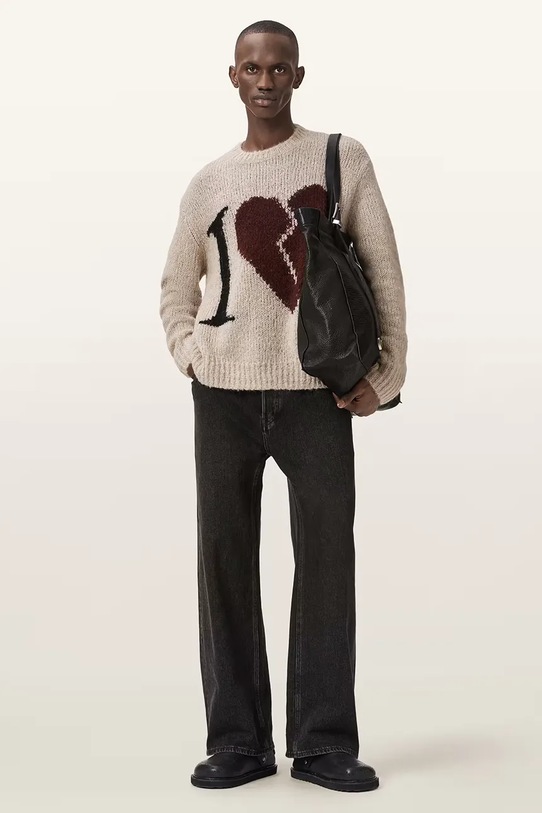 Odzież AllSaints sweter męski wełniany LOVER KNIT M009KE beżowy