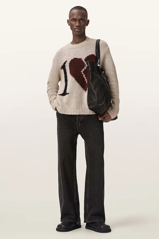 Odzież AllSaints sweter męski wełniany LOVER KNIT M009KE beżowy