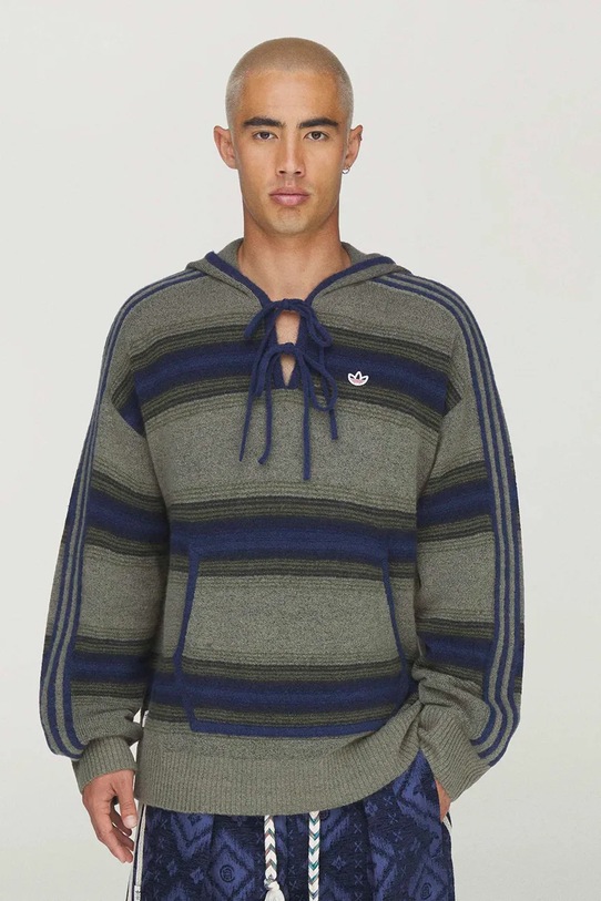 adidas Originals CLOT x adidas by Edison Chen sweter męski z dodatkiem wełny zielony KE7064