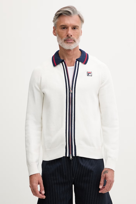 Fila sweter rozpinany męski bawełniany CARRAIA beżowy FAM1177