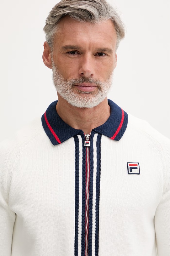 Fila sweter rozpinany męski bawełniany CARRAIA beżowy FAM1177