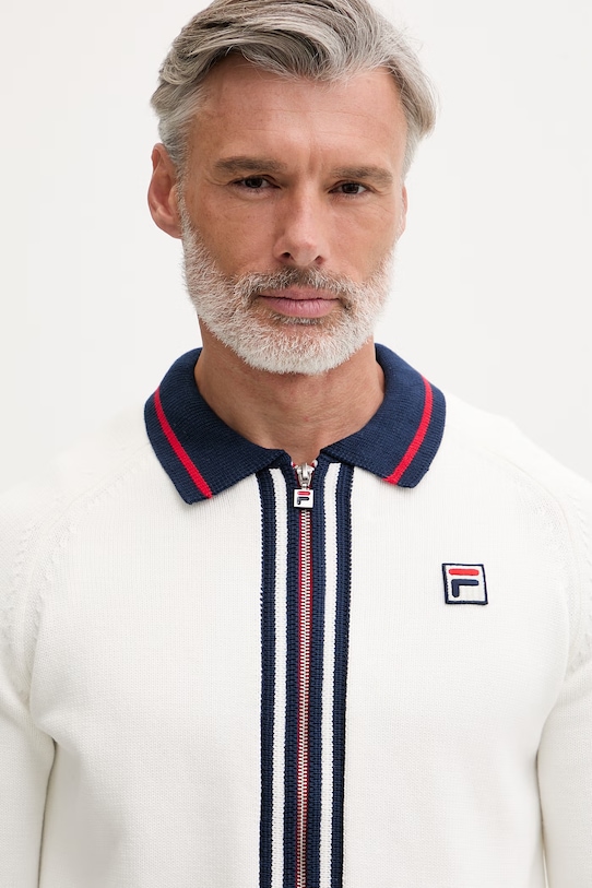 Fila sweter rozpinany męski bawełniany CARRAIA beżowy FAM1177