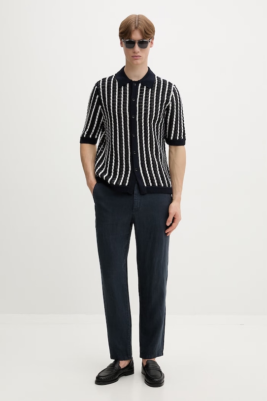 Rag & Bone sweter z krótkim rękawem męski bawełniany RH3726S6MCO granatowy SS26