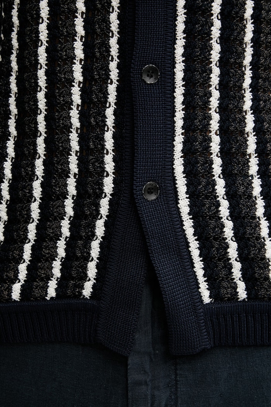 Rag & Bone sweter z krótkim rękawem męski bawełniany RH3726S6MCO granatowy