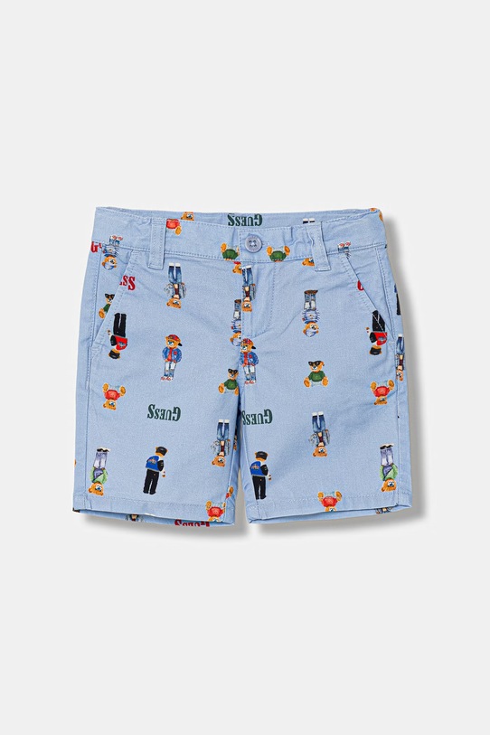Guess szorty dziecięce bawełniane z elastanem niebieski N6RD03.WFY91.PPY2