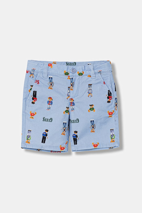 Guess szorty dziecięce bawełniane z elastanem niebieski N6RD03.WFY91.PPY2