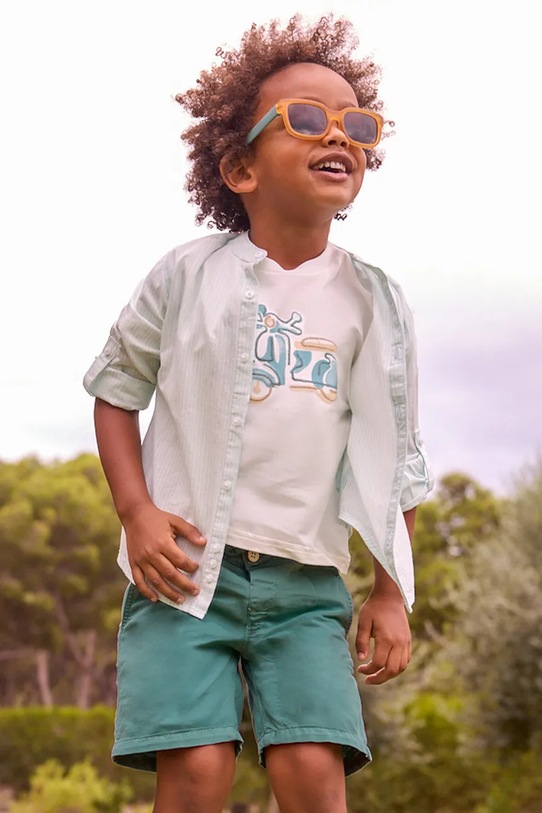 Детские шорты с добавлением льна Mayoral casual зелёный 3202.5C.Mini.PPY2