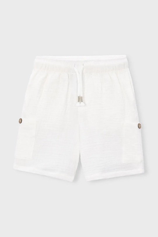 Dječje pamučne kratke hlače Mayoral bez uzorka bijela 3212.5H.Mini.PPY2