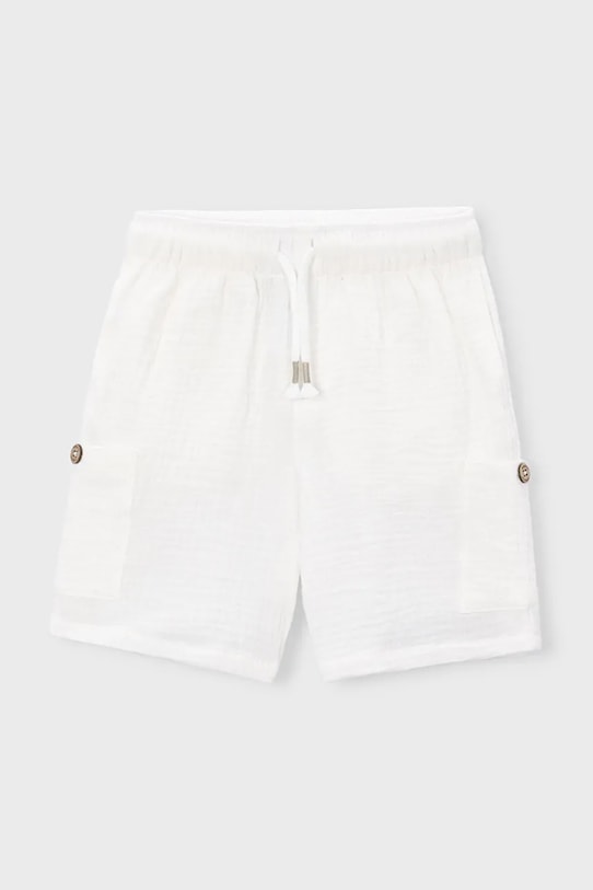 Dječje pamučne kratke hlače Mayoral bez uzorka bijela 3212.5H.Mini.PPY2