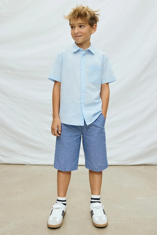 Детские шорты с примесью льна Mayoral casual голубой 6214.7A.Junior.PPY2