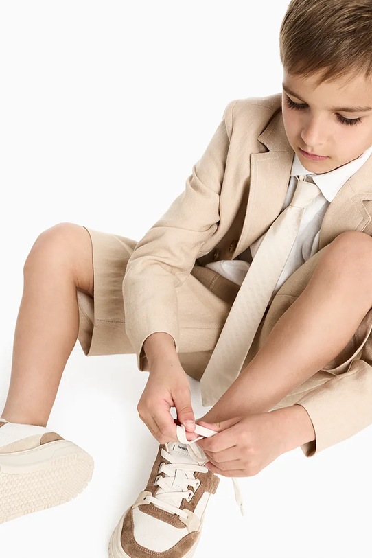 Emporio Armani pantaloni scurți de in pentru copii EB001063.AF20957 bej