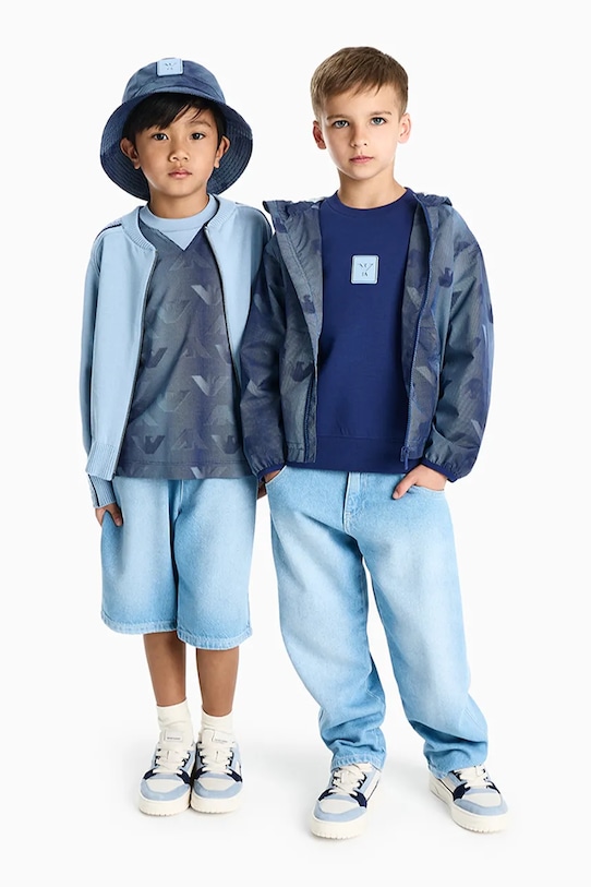 Detské rifľové krátke nohavice Emporio Armani modrá EB001264.AF21778