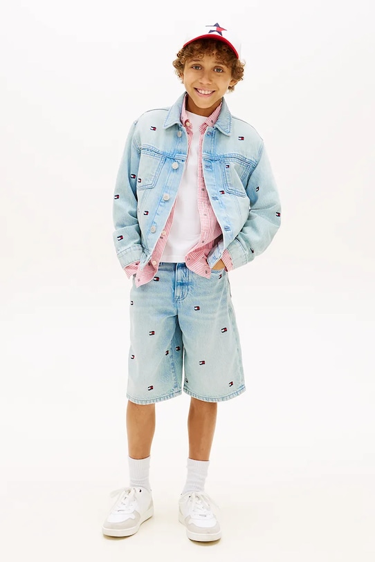 Chłopiec Tommy Hilfiger szorty dziecięce bawełniane KB0KB10304.128.176.PPY2 niebieski