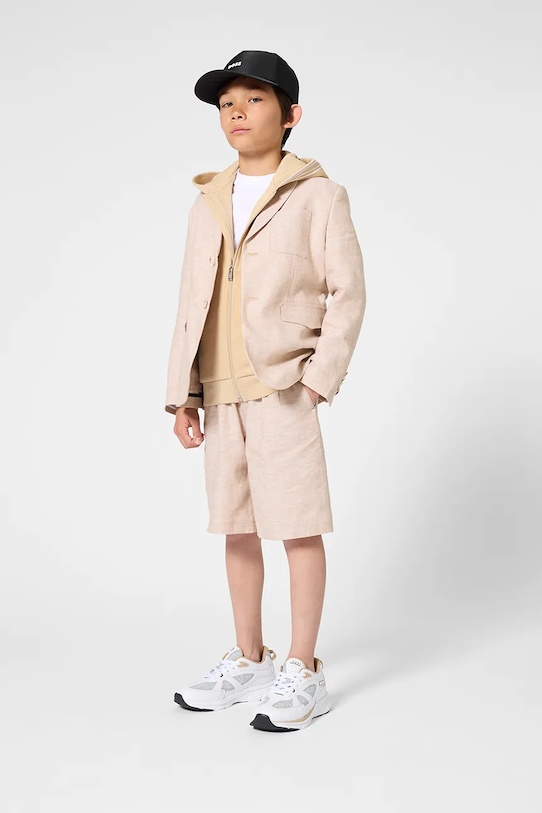 Σορτς με λινό για παιδιά BOSS J52924.126.150 μπεζ