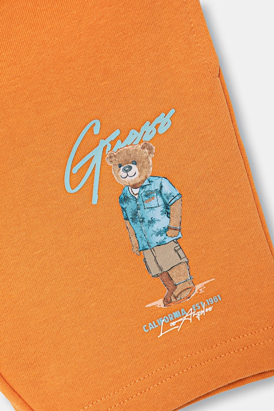 Chłopiec Guess szorty dresowe dziecięce bawełniane N6GD04.KA6R4.PPY2.M pomarańczowy