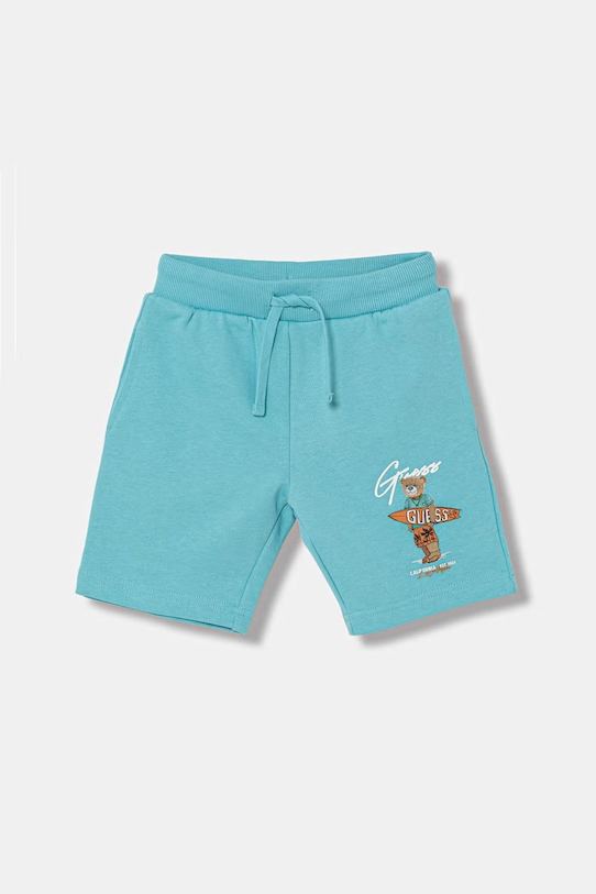Guess szorty dresowe dziecięce bawełniane turkusowy N6GD04.KA6R4.PPY2.M