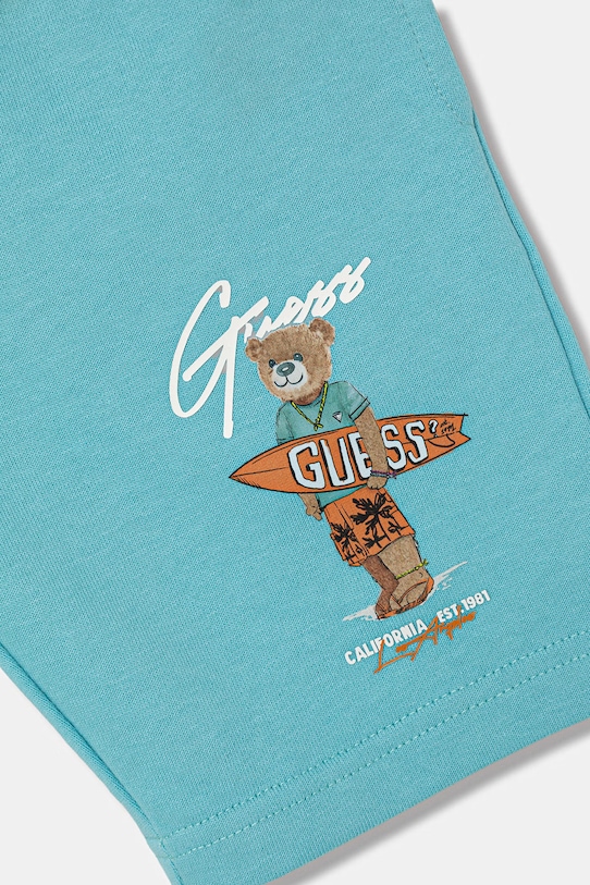 Chłopiec Guess szorty dresowe dziecięce bawełniane N6GD04.KA6R4.PPY2.M turkusowy
