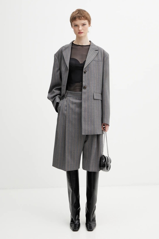 GANNI szorty z domieszką wełny A1110013 A1110013 szary