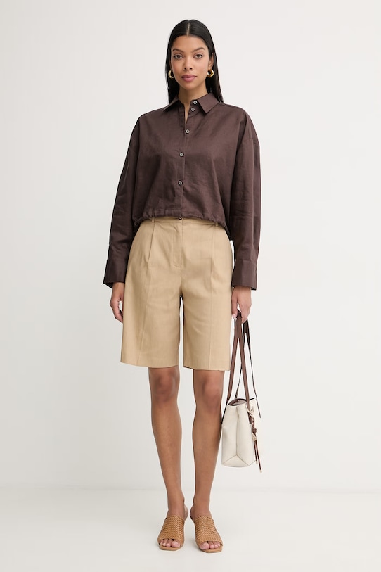 Pinko bermudy damskie z lnem 106594.A34I beżowy SS26